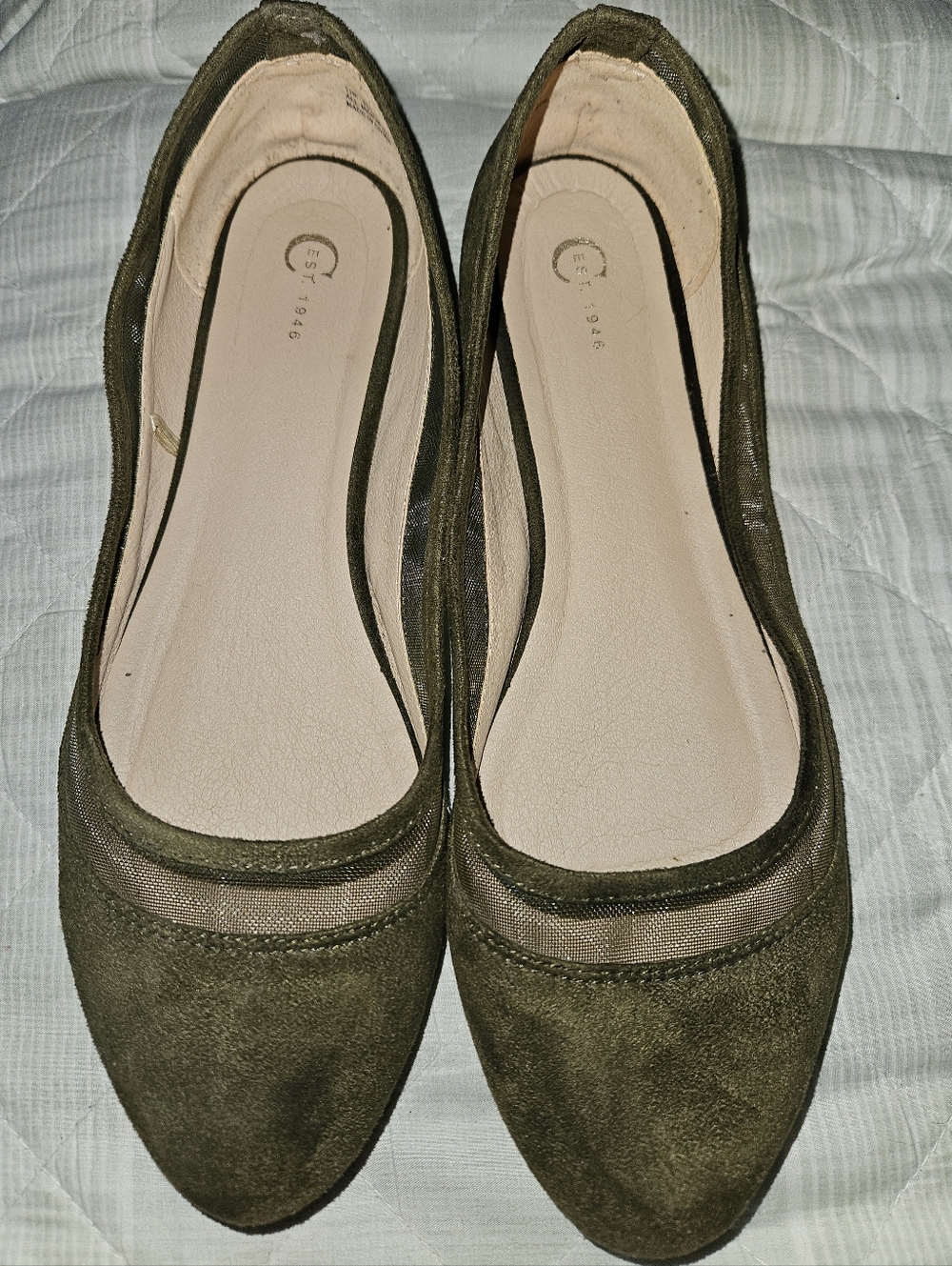 Suede Flats W/ Mesh Detail